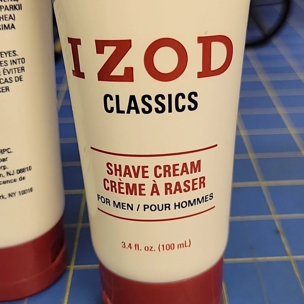 IZOD Classics Shave Cream for Men 3.4 fl oz/100ml Lot of 2 Tubes